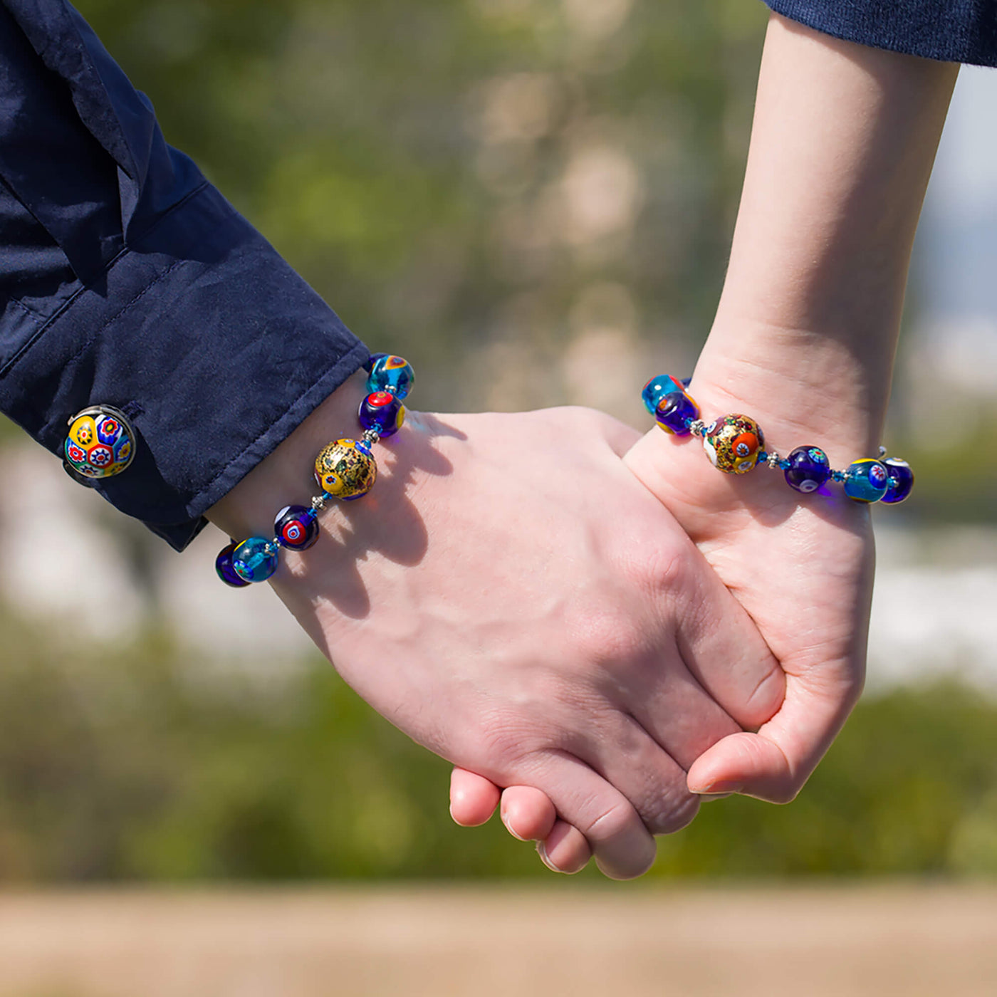 Blue and Aqua Couple Bracelet for Men and Women