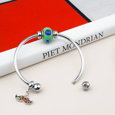 The Kiss Elegance Bangle - Gold and Silver - Charm Bangle