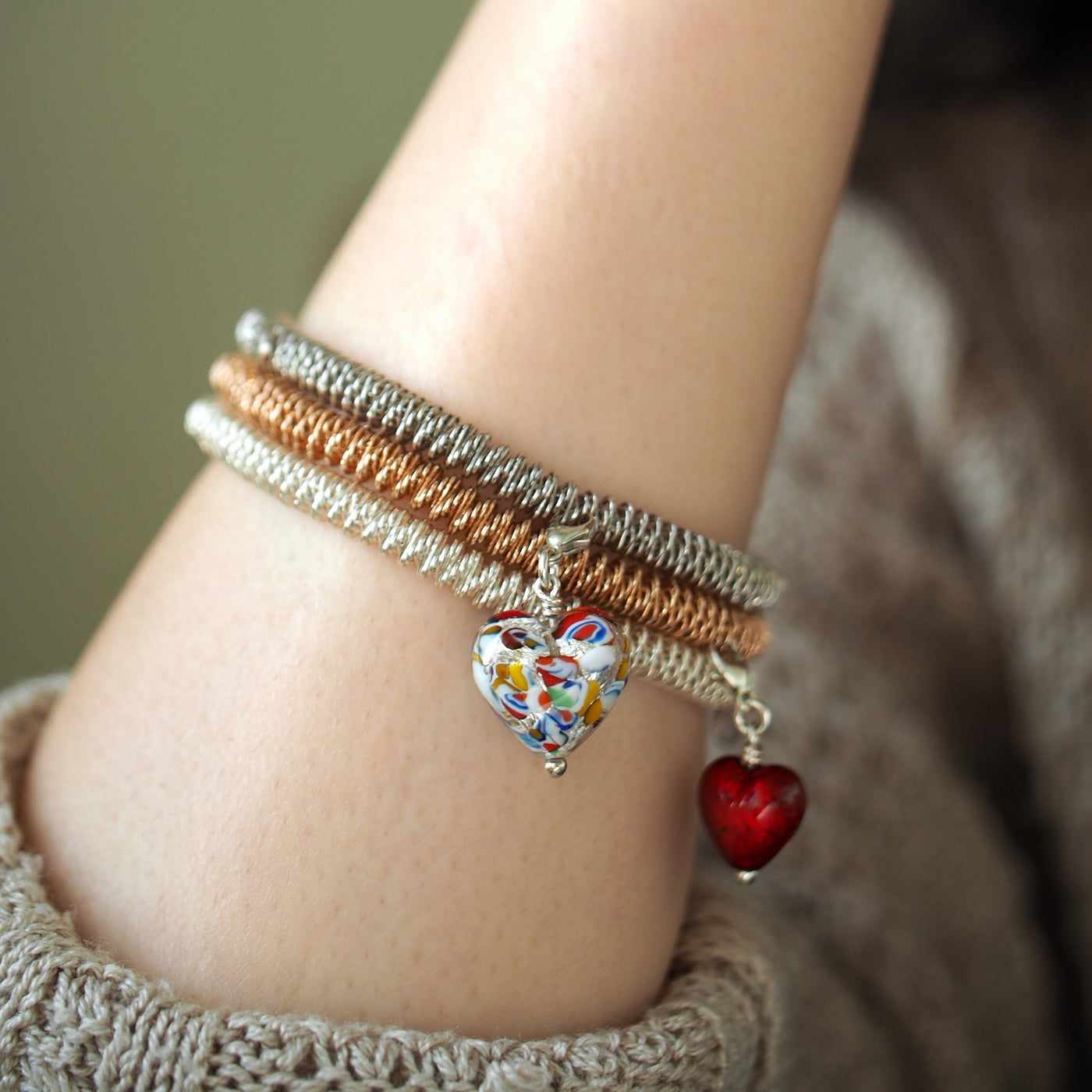 The Kiss Heart Charm - Silver - Charms