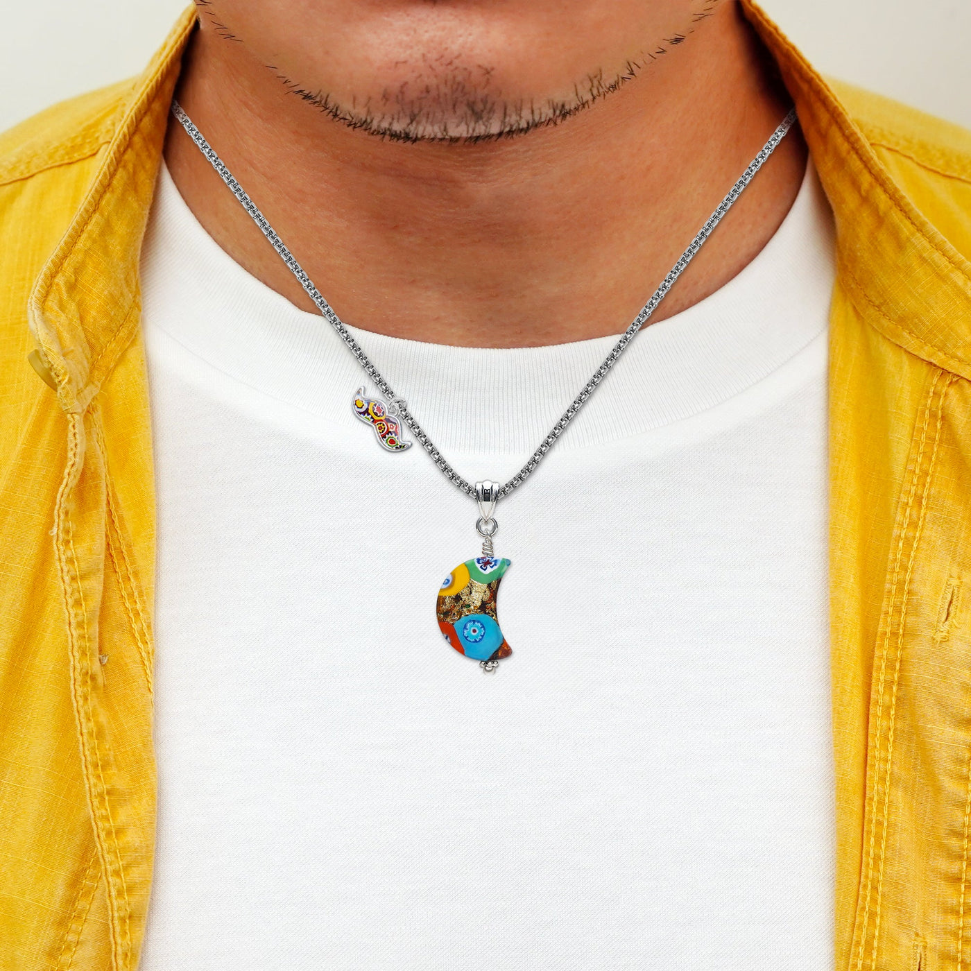 The Kiss Moon Necklace - 2mm 316L Stainless Steel - Pendant Necklace