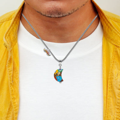 The Kiss Moon Necklace - 2mm 316L Stainless Steel - Pendant Necklace