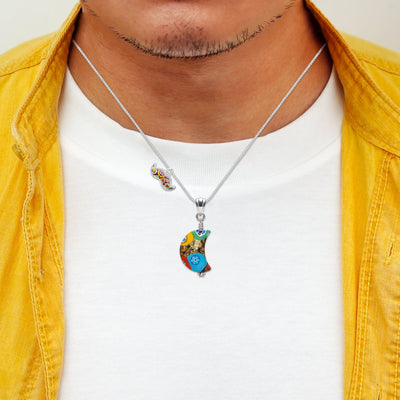 The Kiss Moon Necklace - 2mm 316L Stainless Steel - Pendant Necklace