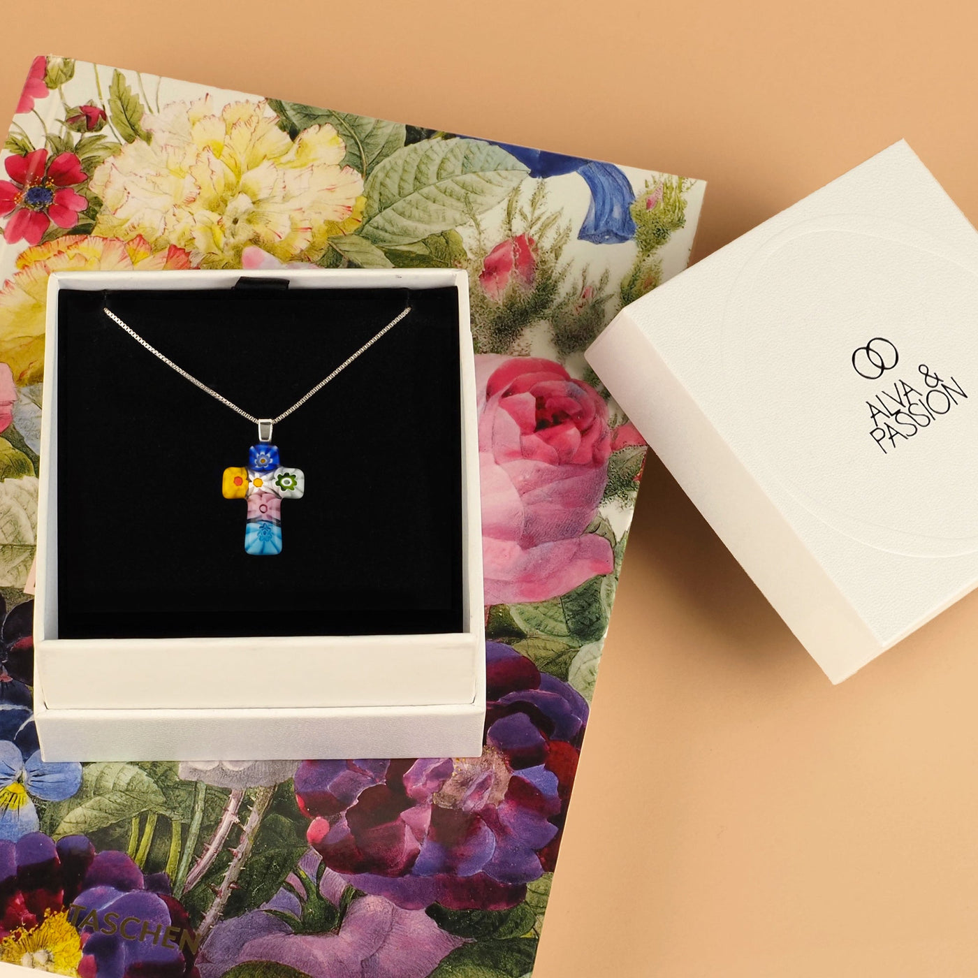 Tiny Cross in Bloom Necklace - 1.2mm 925 Sterling Silver - Pendant Necklace