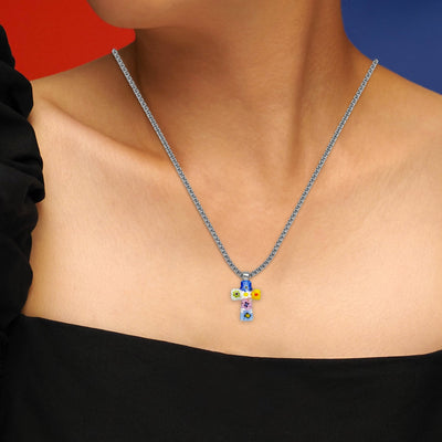 Tiny Cross in Bloom Necklace - 1.2mm 925 Sterling Silver - Pendant Necklace