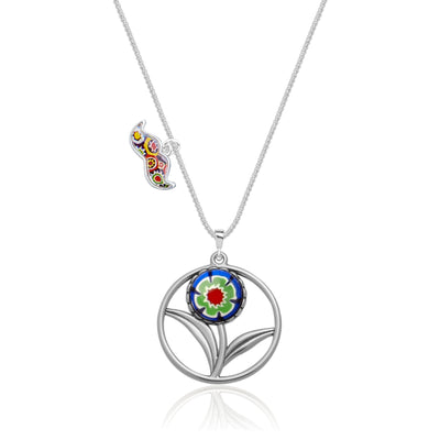A Flower in Bloom Necklace - Blue Flower 1 - Pendant Necklace