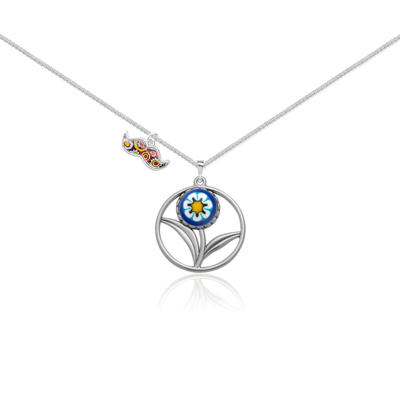 A Flower in Bloom Necklace - Blue Flower 2 - Pendant Necklace