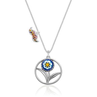 A Flower in Bloom Necklace - Blue Flower 2 - Pendant Necklace