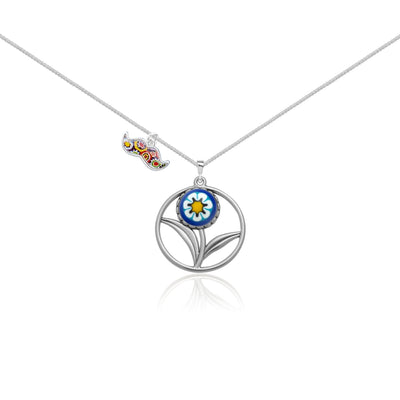 A Flower in Bloom Necklace - Blue Flower 2 - Pendant Necklace