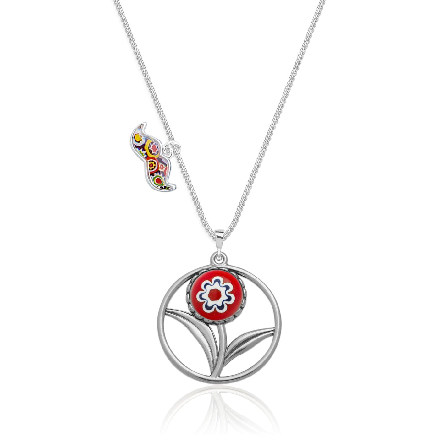 A Flower in Bloom Necklace - Red Flower - Pendant Necklace