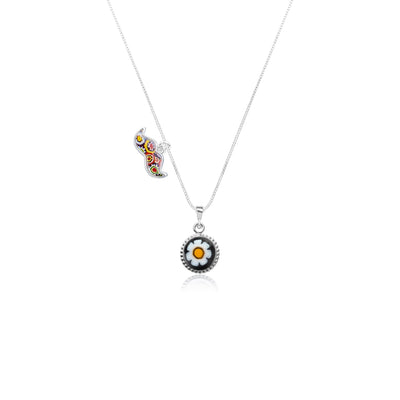 Art Flower in Bloom Necklace - Black Daisy Flower - Pendant Necklace