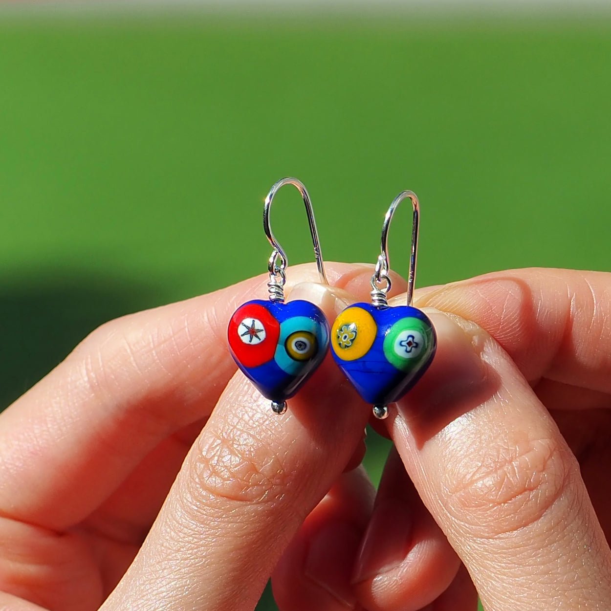 Art · Simple Blue Heart Earrings - Earrings