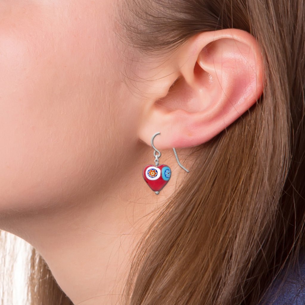 Art · Simple Red Heart Earrings - Earrings