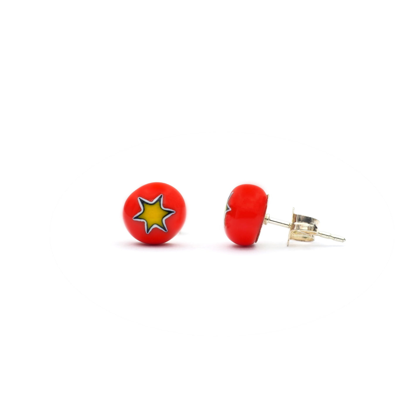 Art · Simple Stud Earrings 8mm - Red1 - Earrings