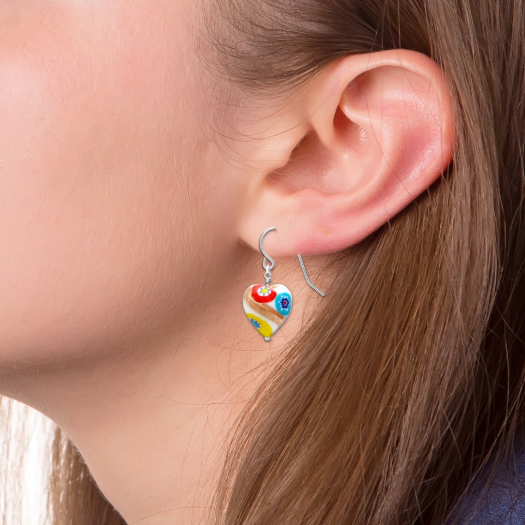 Art · Simple White Heart Earrings - Earrings