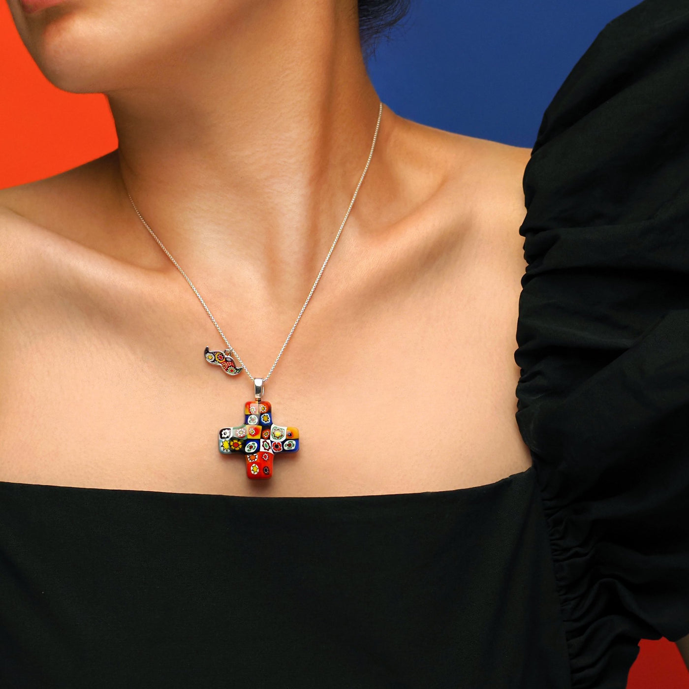Artylish x Greek Cross Necklace - Black - Pendant Necklace