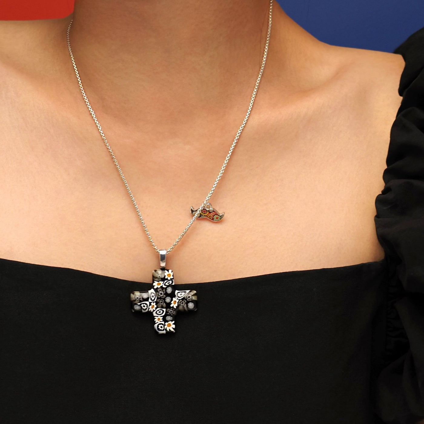 Artylish x Greek Cross Necklace - Multicolor - Pendant Necklace