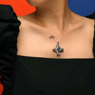 Artylish x Greek Cross Necklace - Multicolor - Pendant Necklace