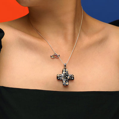 Artylish x Greek Cross Necklace - Multicolor - Pendant Necklace