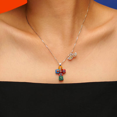 Artylish x Mini Cross Necklace - 0.85mm 925 Sterling Silver - Pendant Necklace