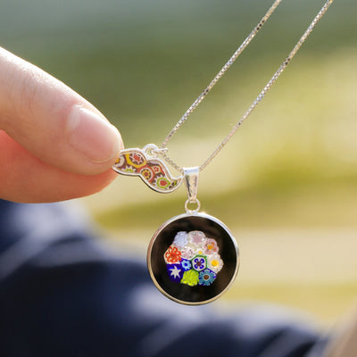 Bouquet in Bloom Black Necklace - 18mm - Pendant Necklace