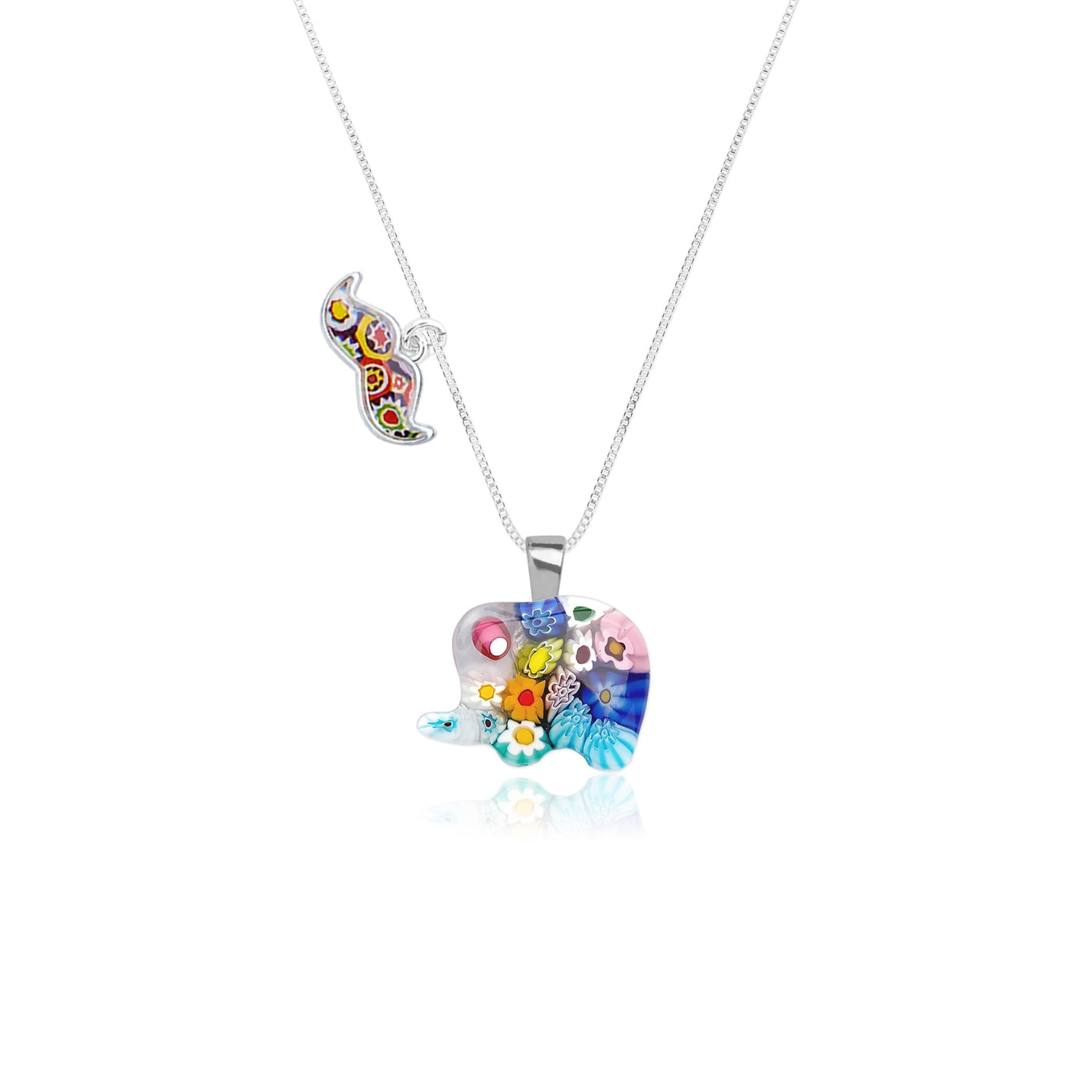Elephant in Bloom Necklace - 0.85mm 925 Sterling Silver - Pendant Necklace