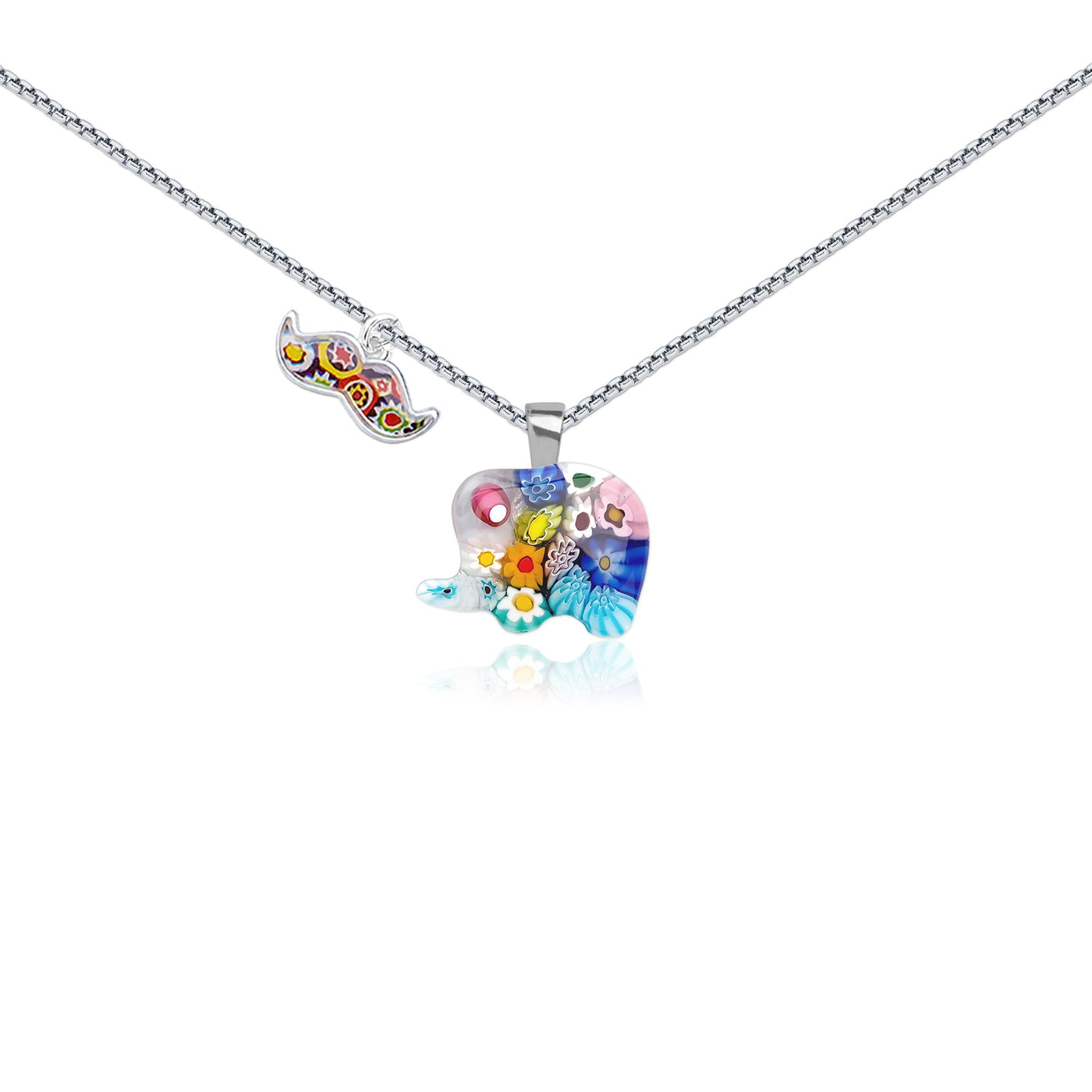 Elephant in Bloom Necklace - 1.3mm Anti-Tarnish Silver [+USD25.00] - Pendant Necklace
