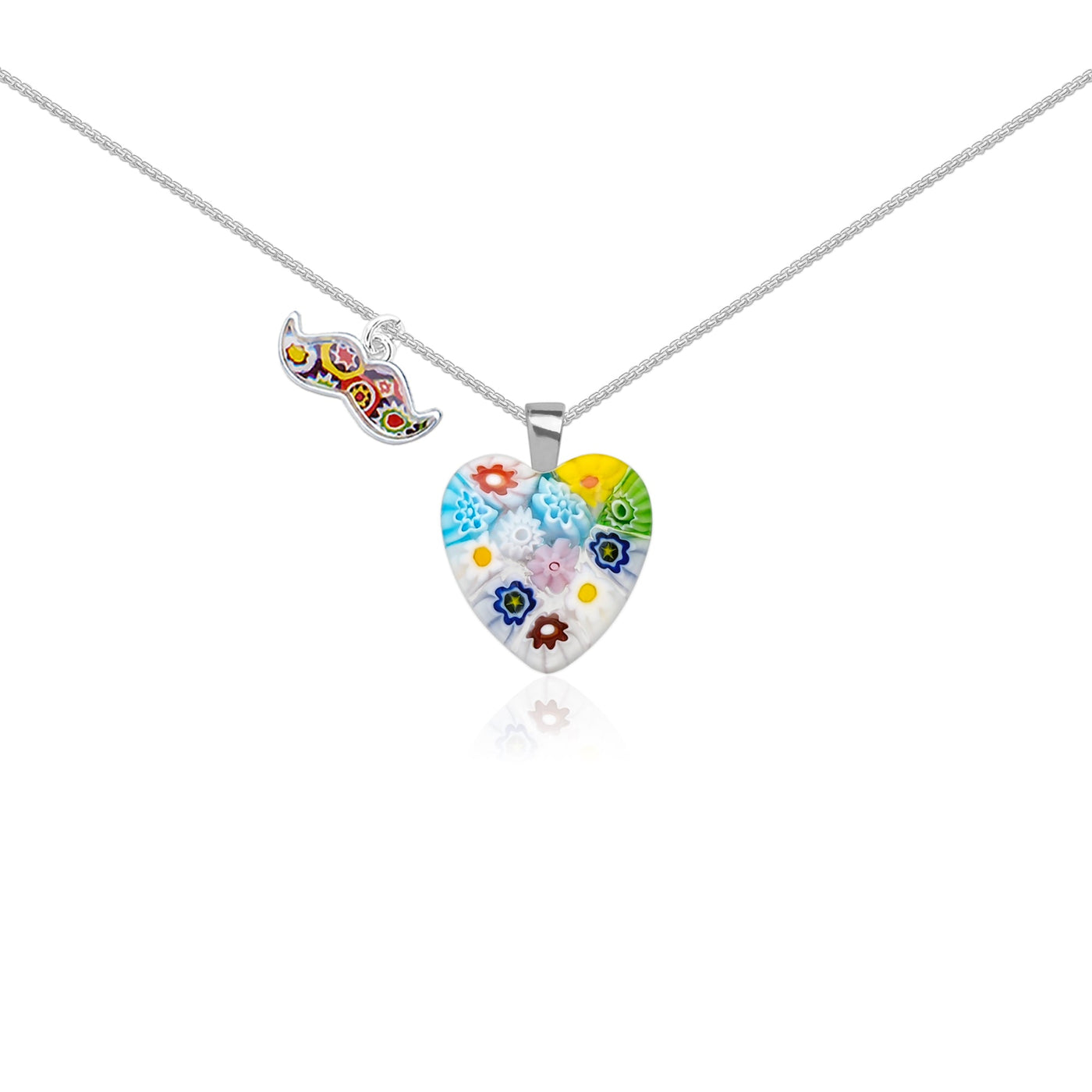 Flowers in Bloom Heart Necklace - 1mm 925 Sterling Silver [+USD10.00] - Pendant Necklace