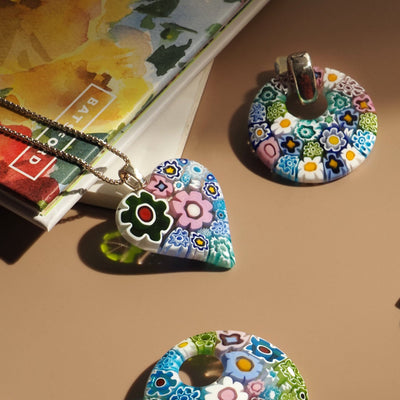 Full of Flowers Donut Pendant - Leather - Pendant