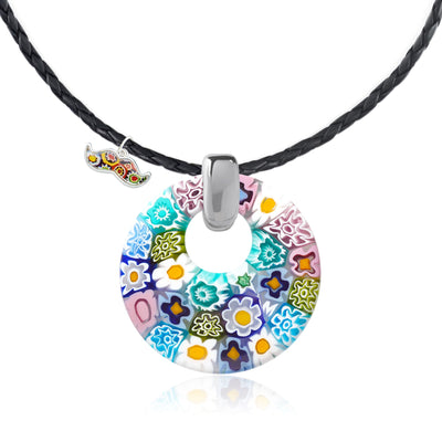 Full of Flowers Donut Pendant - Leather - Pendant