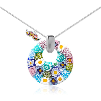 Full of Flowers Donut Pendant - Leather - Pendant