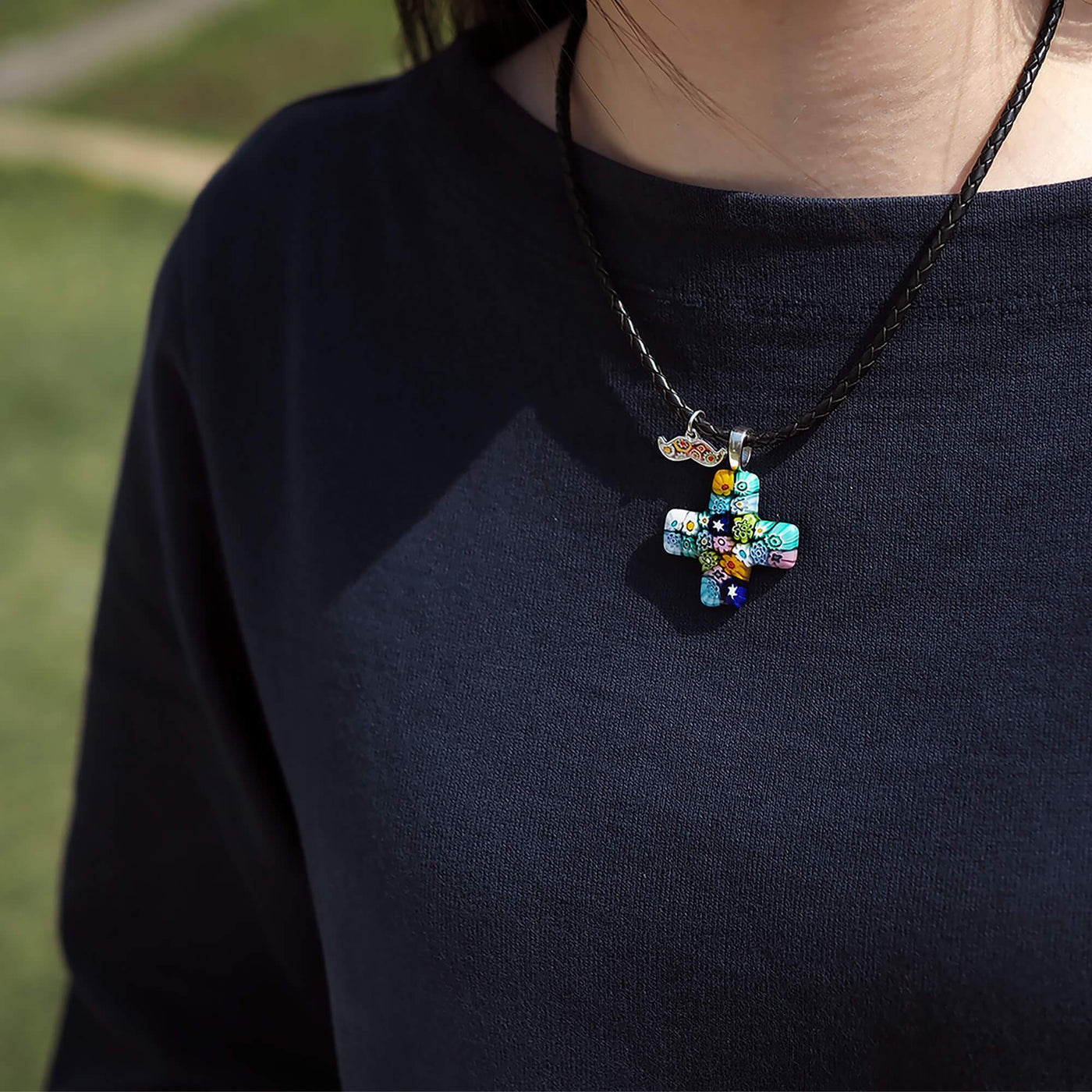 Greek Cross in Bloom Necklace