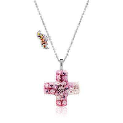 Greek Cross in Bloom Necklace - Leather - Pendant Necklace