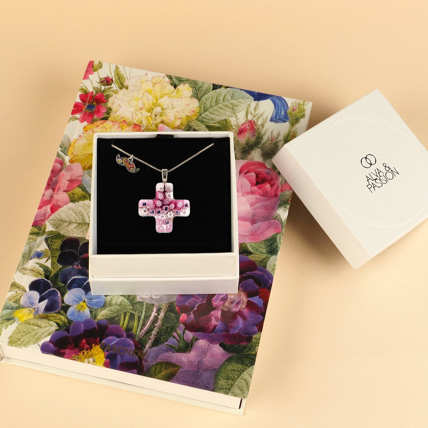 Greek Cross in Bloom Necklace - Leather - Pendant Necklace