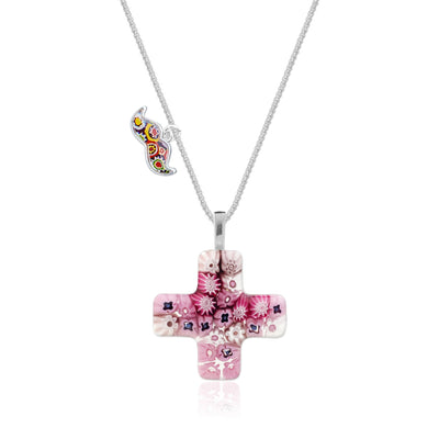 Greek Cross in Bloom Necklace - Leather - Pendant Necklace