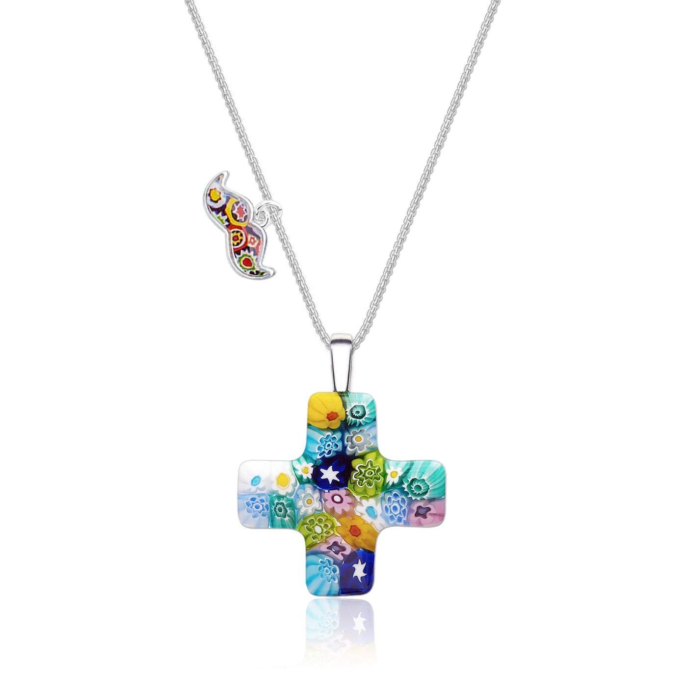 Greek Cross in Bloom Necklace - Leather - Pendant Necklace