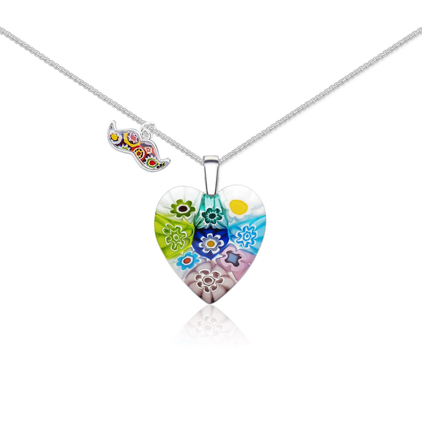 Nine in Bloom Heart Necklace - 1.2mm 925 Sterling Silver - Pendant Necklace