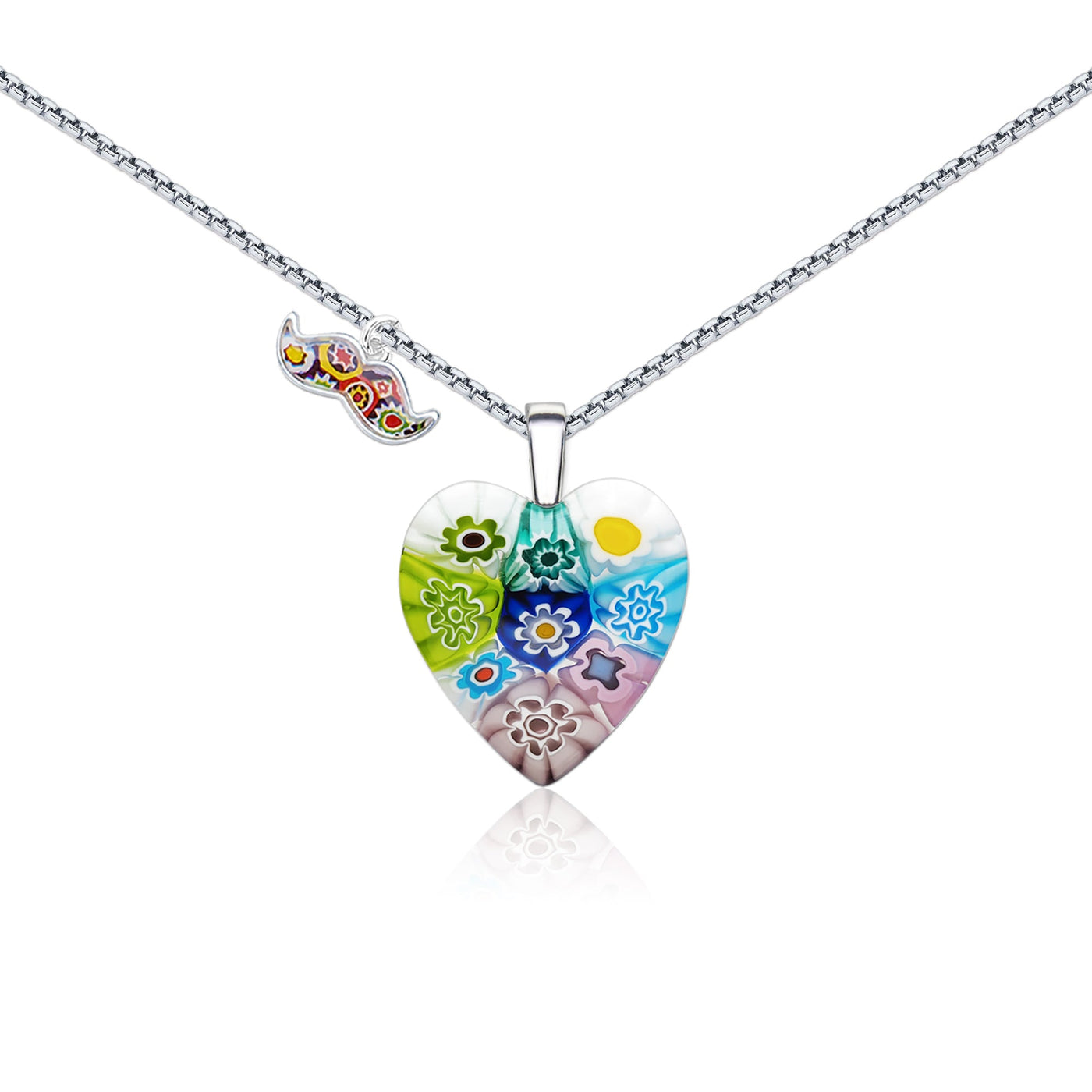 Nine in Bloom Heart Necklace - 1.2mm 925 Sterling Silver - Pendant Necklace