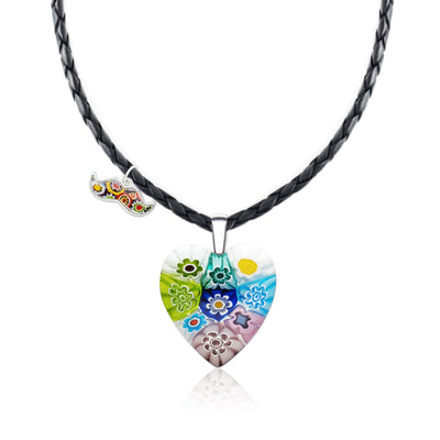 Nine in Bloom Heart Necklace - Leather - Pendant Necklace