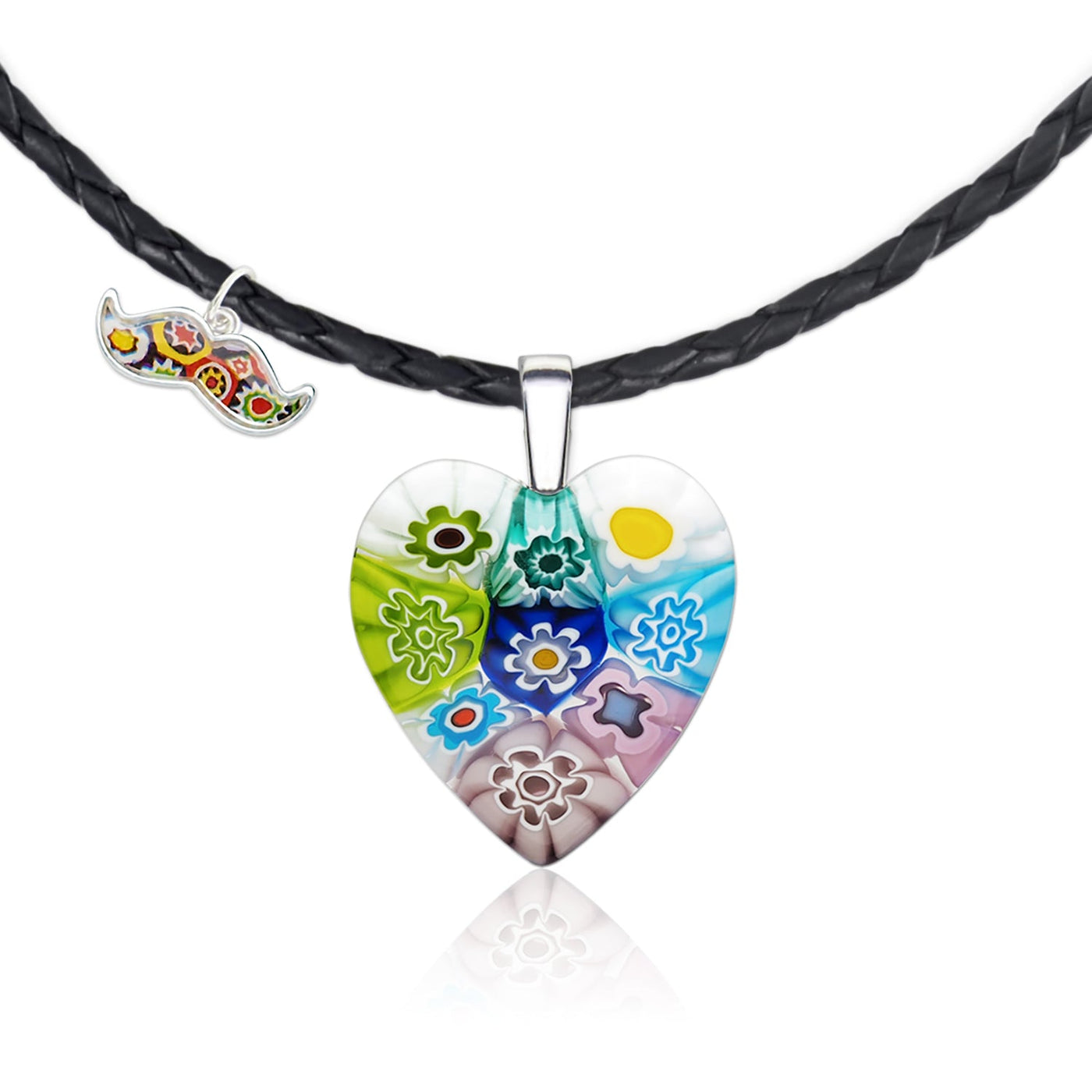 Nine in Bloom Heart Necklace - Leather - Pendant Necklace