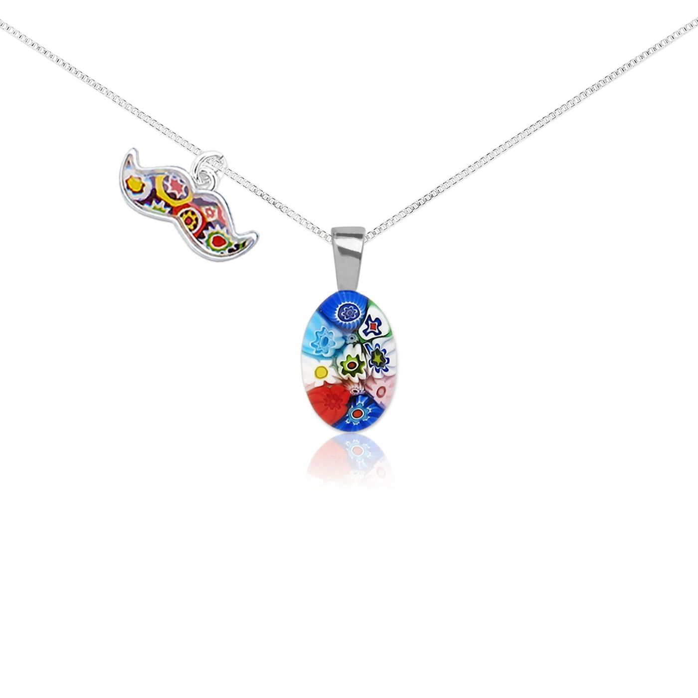 Oval in Bloom Necklace - 0.85mm 925 Sterling Silver - Pendant Necklace