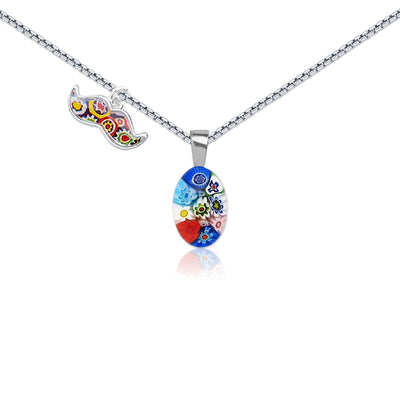 Oval in Bloom Necklace - 0.85mm 925 Sterling Silver - Pendant Necklace