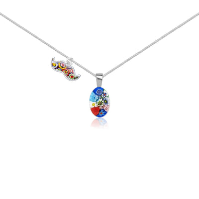 Oval in Bloom Necklace - 1.3mm Anti-Tarnish Silver [+USD25.00] - Pendant Necklace