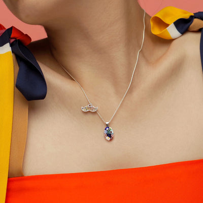 Oval in Bloom Necklace - 1.3mm Anti-Tarnish Silver [+USD25.00] - Pendant Necklace