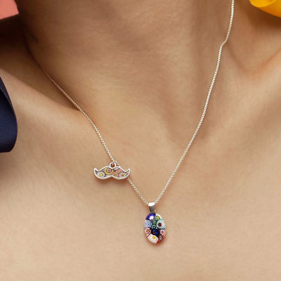Oval in Bloom Necklace - 1.3mm Anti-Tarnish Silver [+USD25.00] - Pendant Necklace