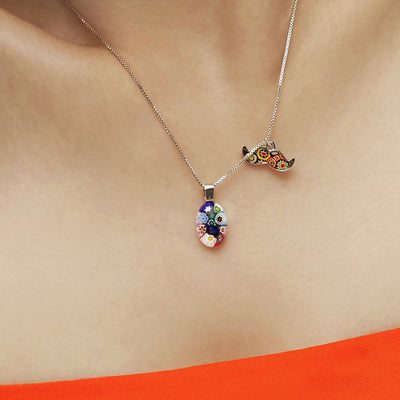 Oval in Bloom Necklace - 1.3mm Anti-Tarnish Silver [+USD25.00] - Pendant Necklace