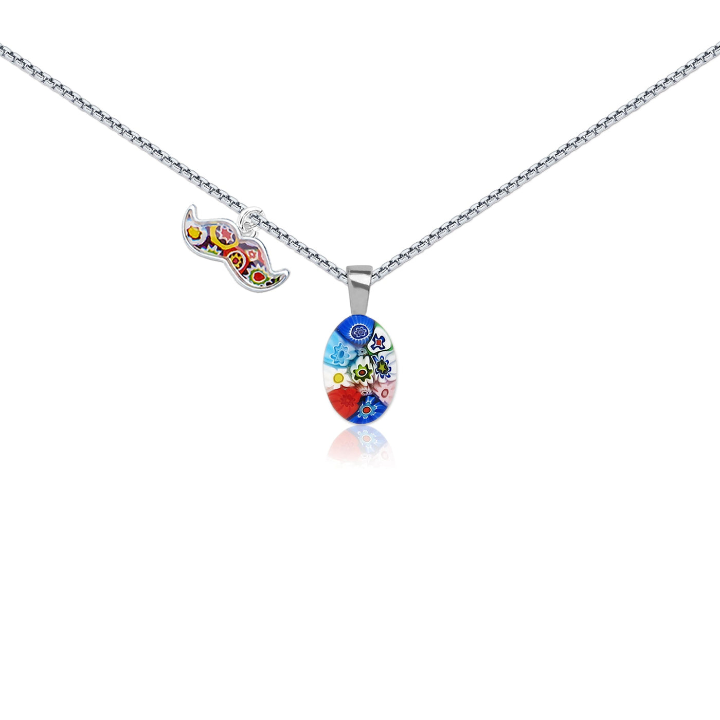 Oval in Bloom Necklace - 1.3mm Anti-Tarnish Silver [+USD25.00] - Pendant Necklace