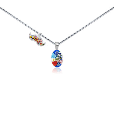 Oval in Bloom Necklace - 1.3mm Anti-Tarnish Silver [+USD25.00] - Pendant Necklace