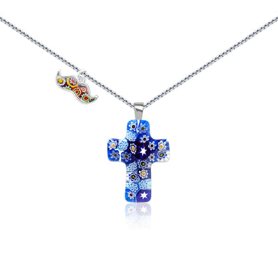 Starry Night x Cross Necklace - 0.85mm 925 Sterling Silver - Pendant Necklace