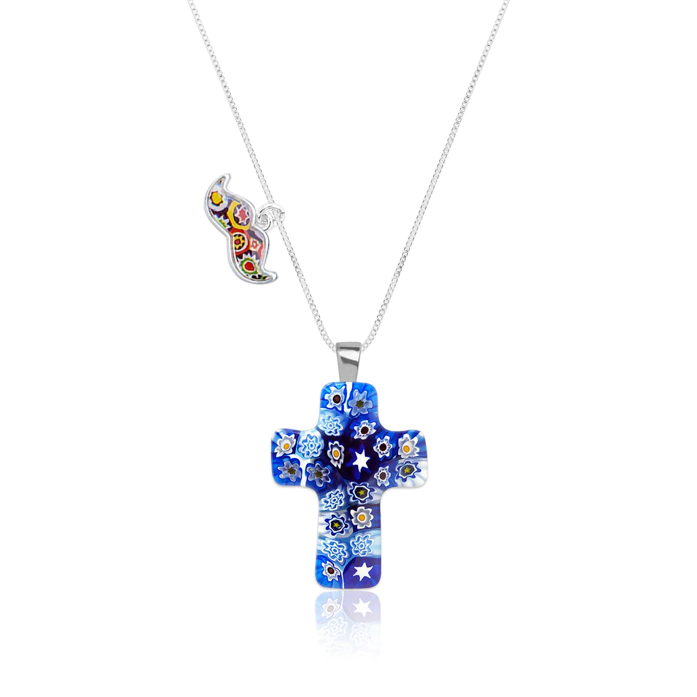 Starry Night x Cross Necklace - 0.85mm 925 Sterling Silver - Pendant Necklace