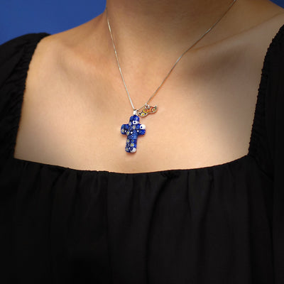 Starry Night x Cross Necklace - 1.3mm Anti-Tarnish Silver [+USD25.00] - Pendant Necklace